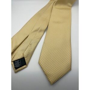 CM Gold Series Mens Necktie Yellow Geometric Grid Pattern Handmade Polyester Tie